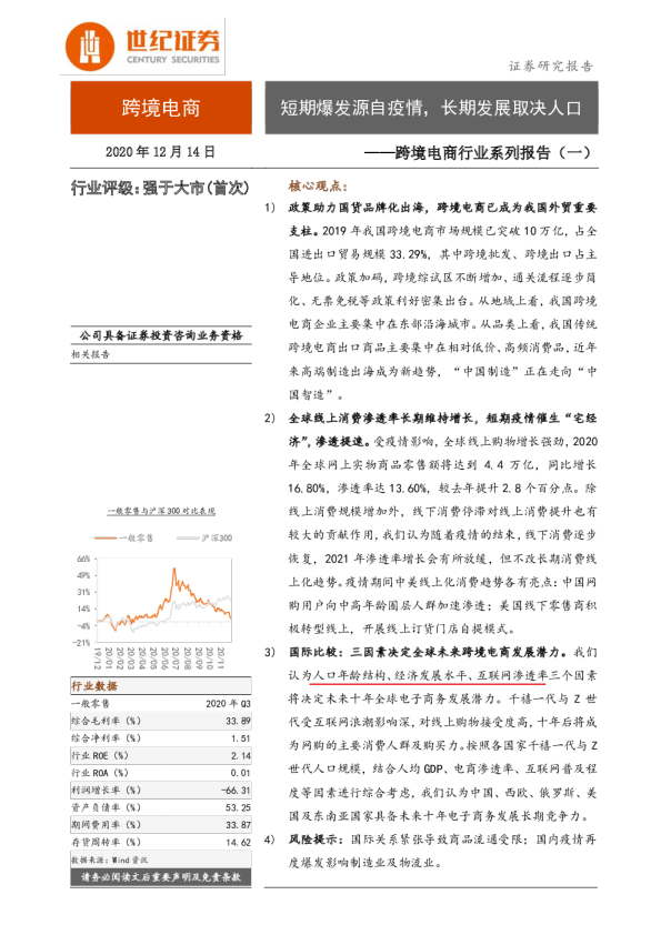 跨境电商行业系列报告（一）：短期爆发源自疫情，长期发展取决人口