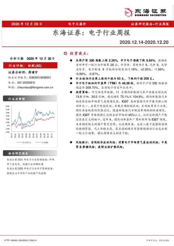 电子行业周报