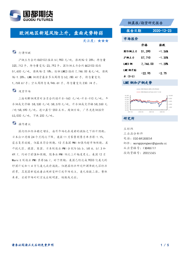 铜晨报：欧洲地区新冠风险上升，盘面走势转弱