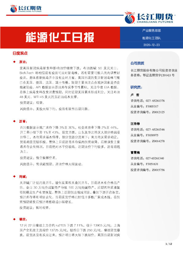 能源化工日报