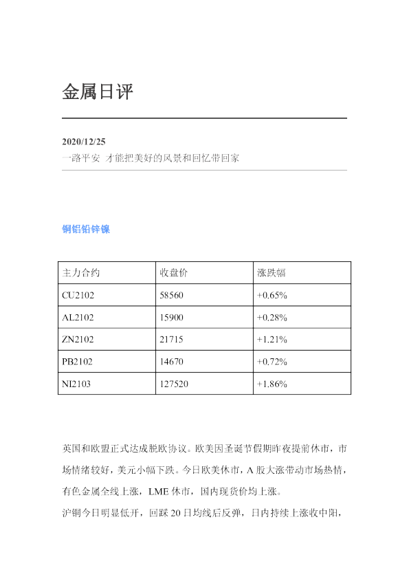 弘业期货金属日评