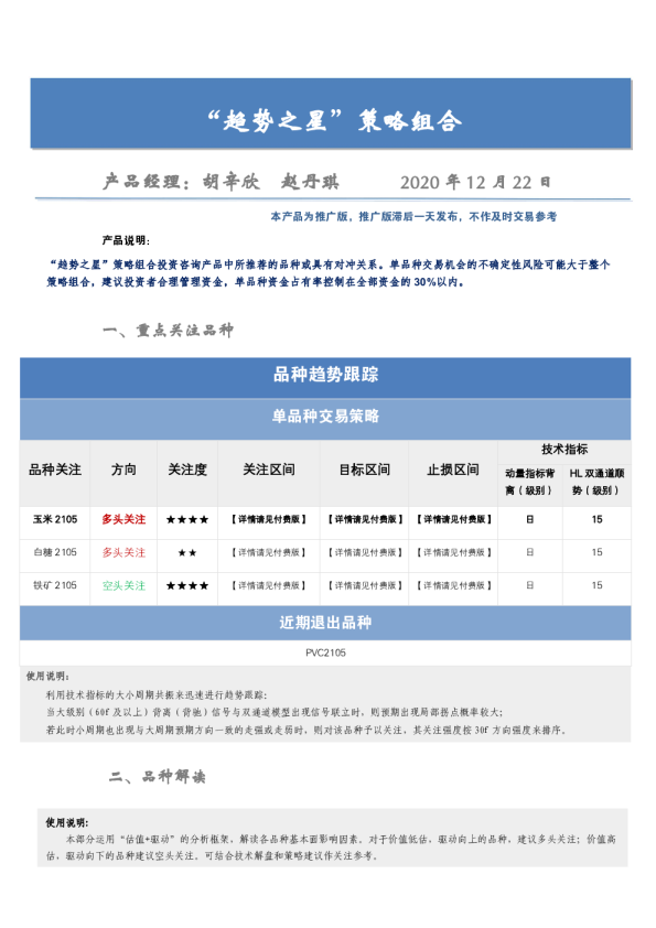“趋势之星”策略组合