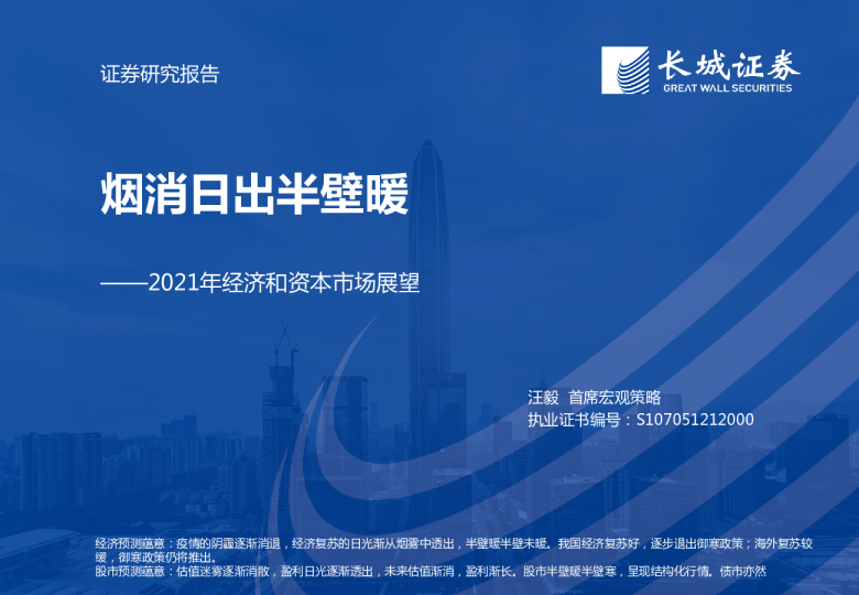 2021年经济和资本市场展望：烟消日出半壁暖
