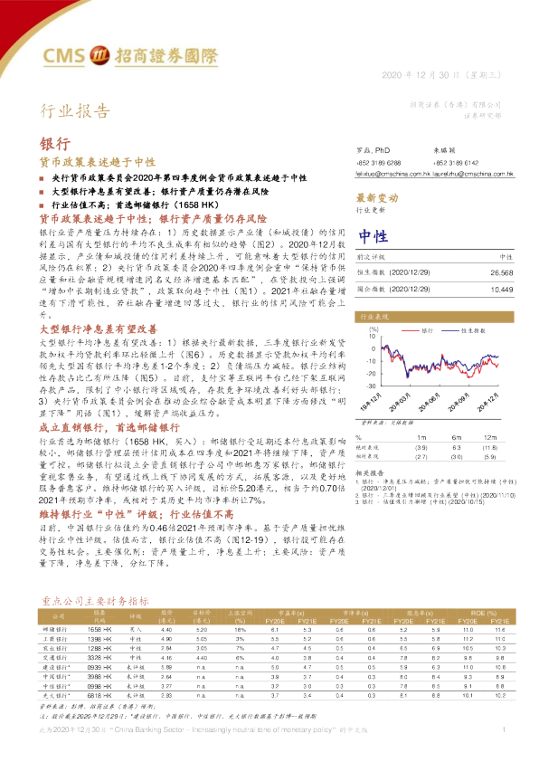 银行：货币政策表述趋于中性