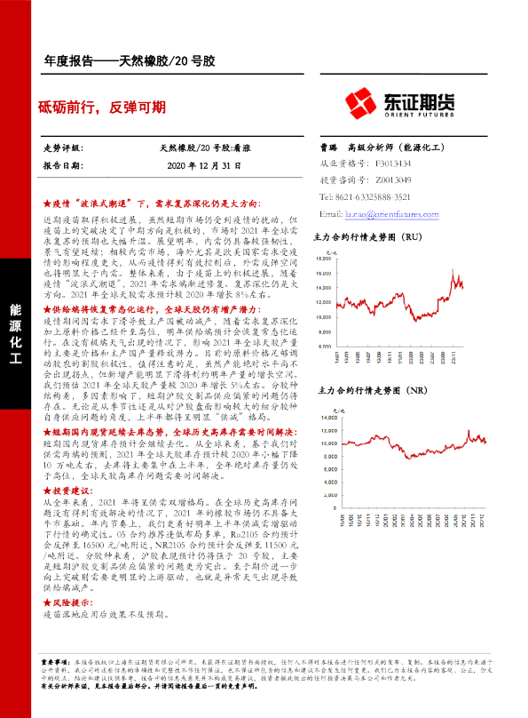 天然橡胶/20号胶年度报告：砥砺前行，反弹可期