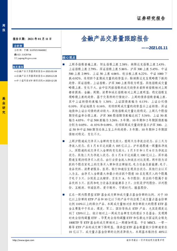 金融产品交易量跟踪报告
