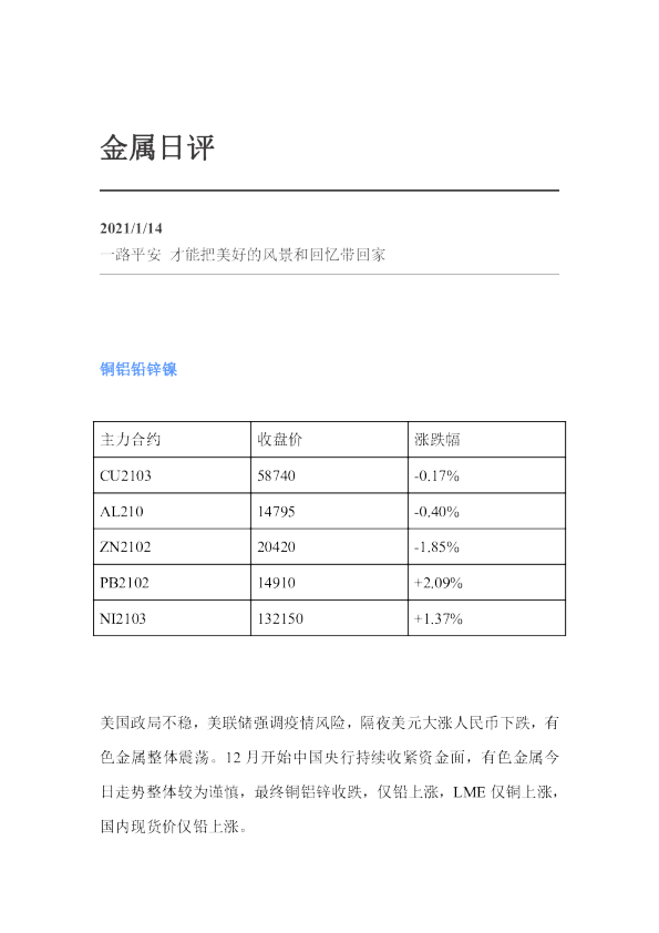 金属日评