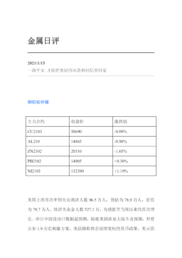 金属日评