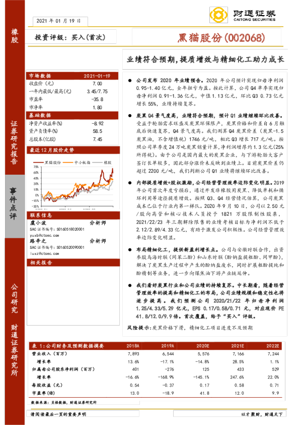 业绩符合预期，提质增效与精细化工助力成长
