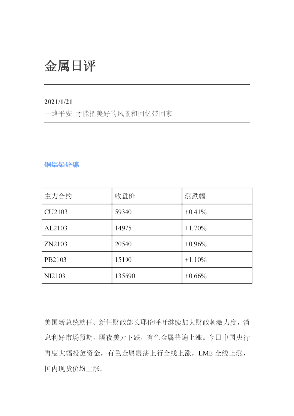 金属日评