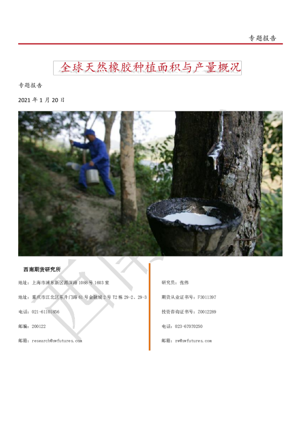 全球天然橡胶种植面积与产量概况