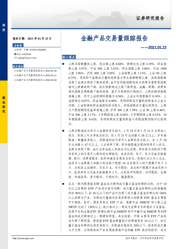 金融产品交易量跟踪报告