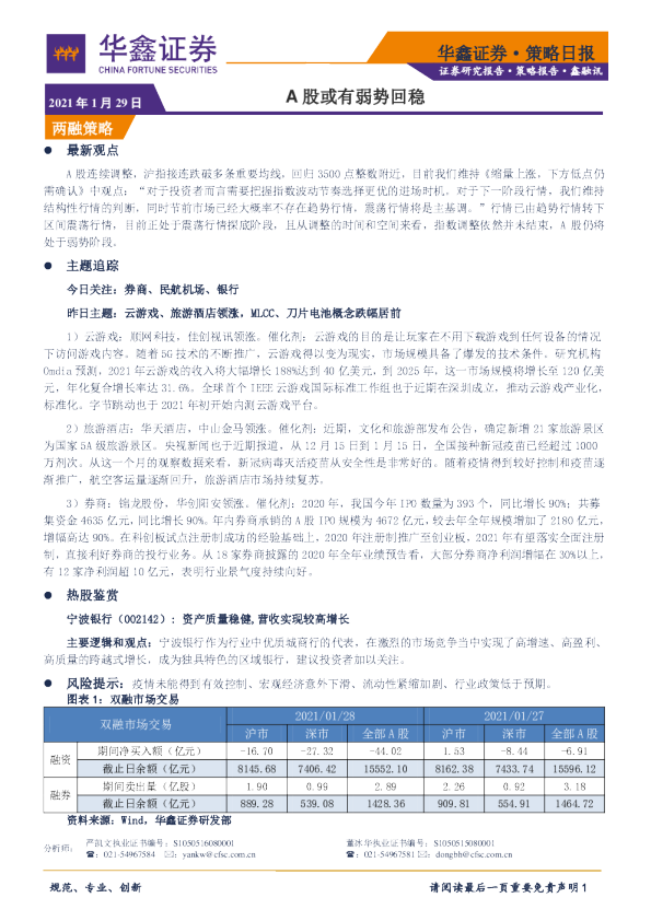 A股或有弱势回稳