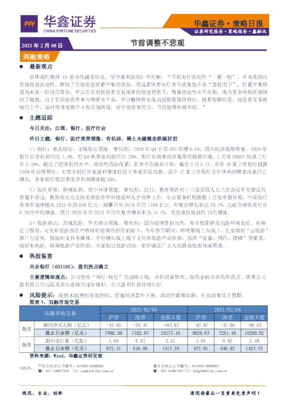 节前调整不悲观