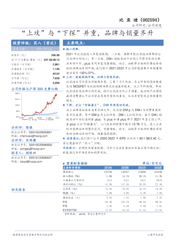 比亚迪 上攻 与 下探 并重 品牌与销量齐升 发现报告