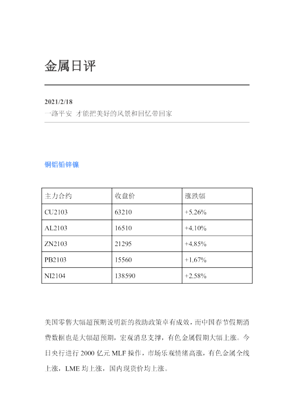 金属日评