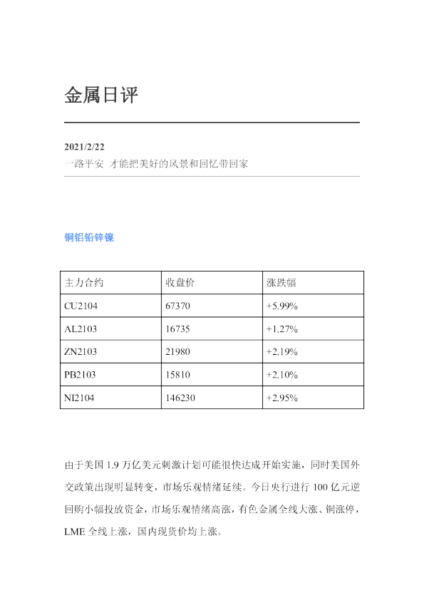 金属日评