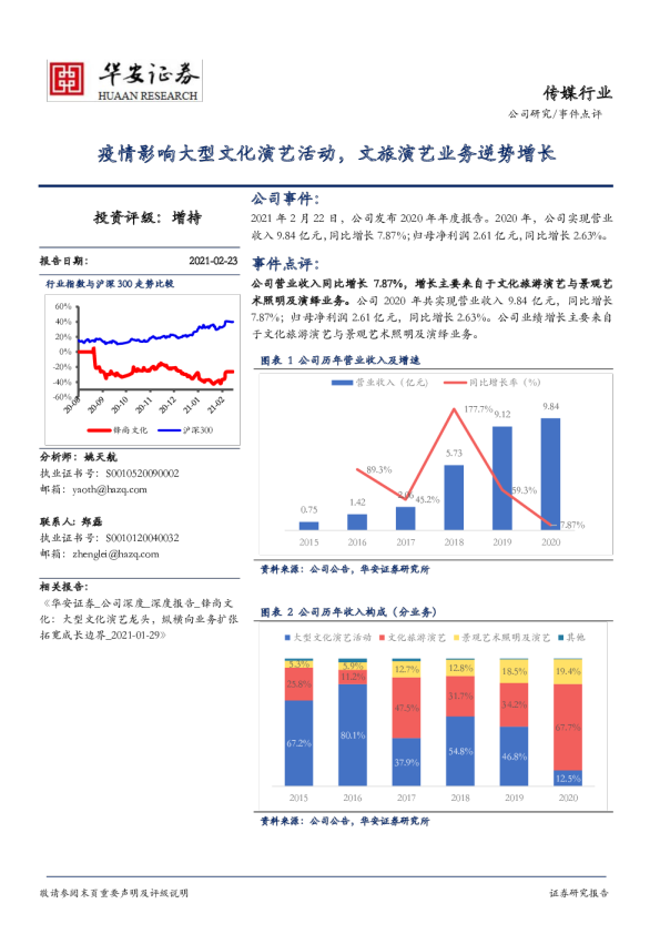 传媒行业：疫情影响大型文化演艺活动，文旅演艺业务逆势增长