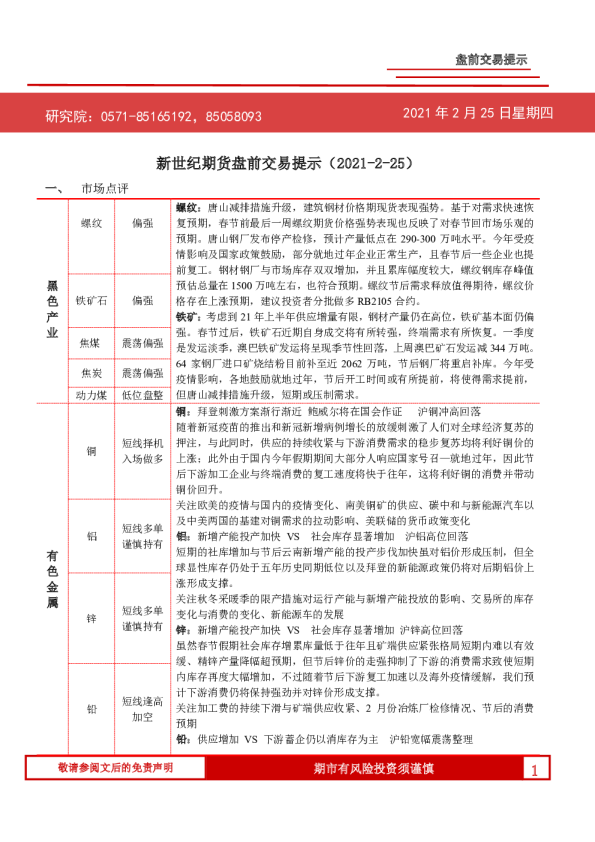 盘前交易提示