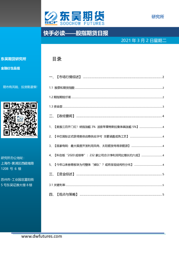 快手必读：股指期货日报