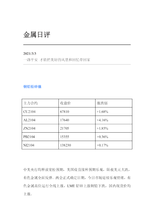 金属日评
