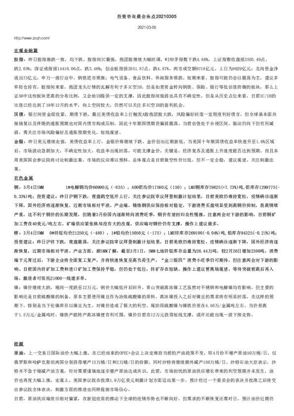 投资咨询晨会焦点