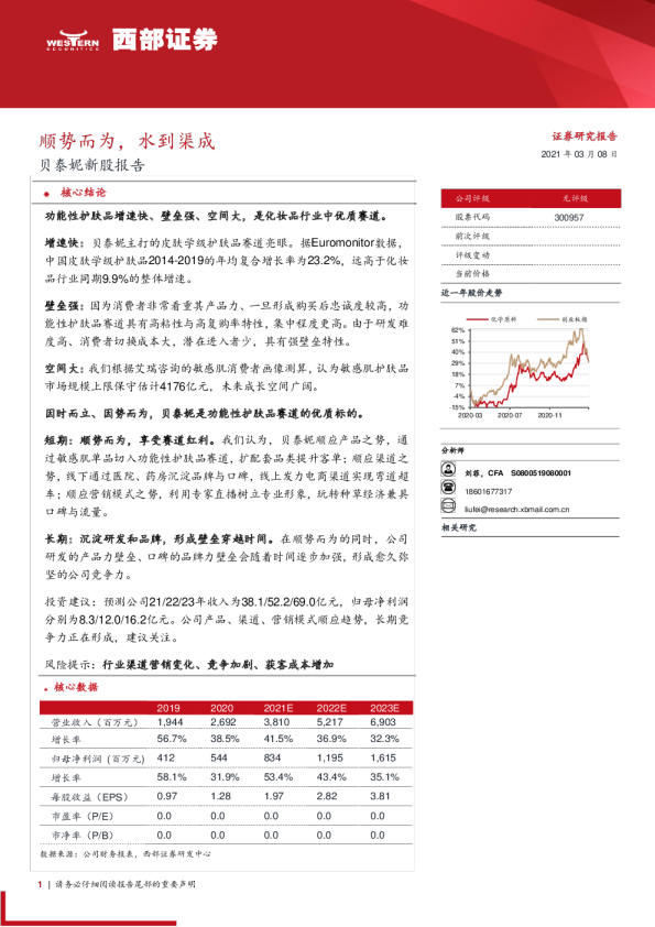 贝泰妮新股报告：顺势而为，水到渠成