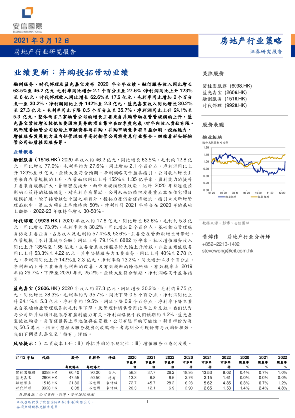 房地产行业研究报告：业绩更新：并购投拓带动业绩