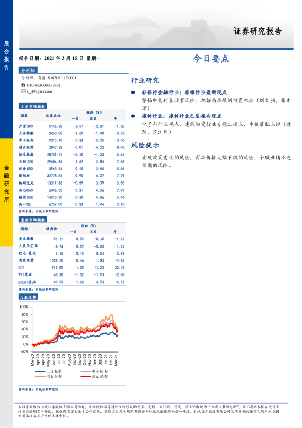 长城证券晨会报告