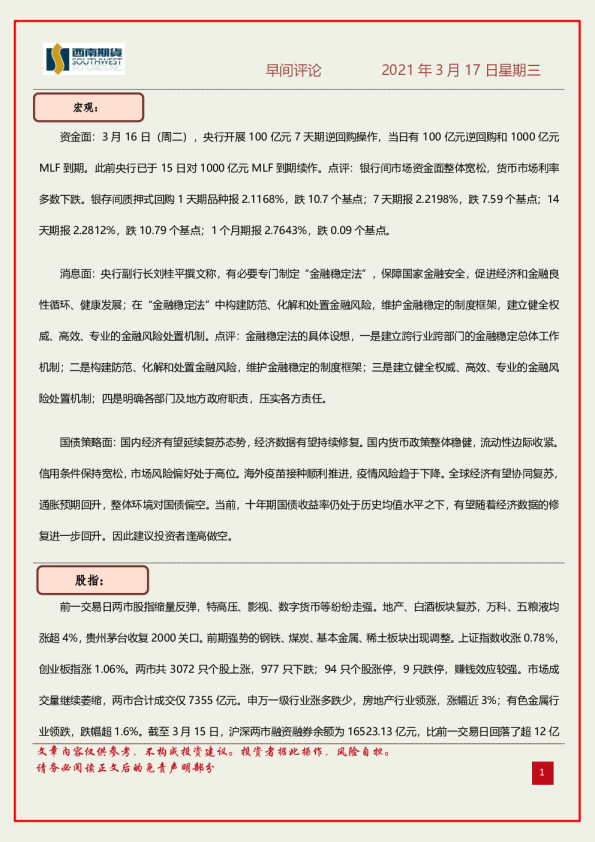 早间评论