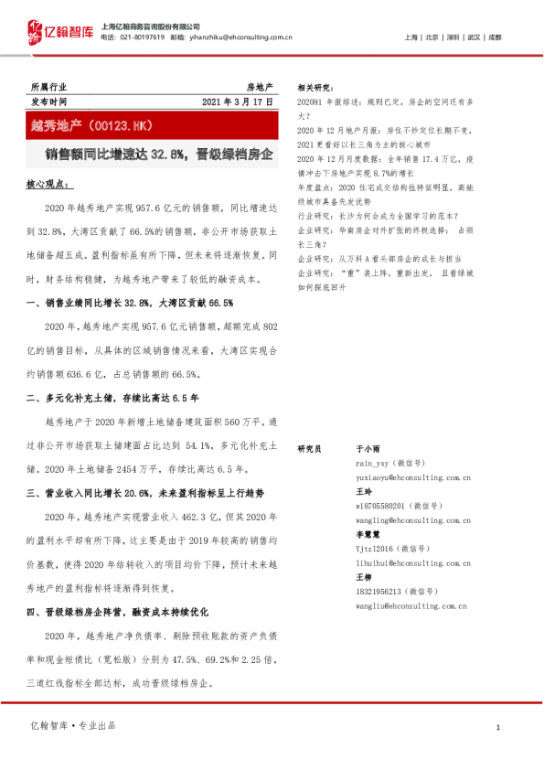 销售额同比增速达32.8%，晋级绿档房企