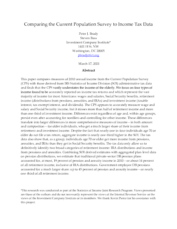 将当前的人口调查与所得税数据进行比较（pdf）