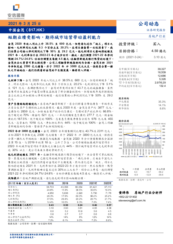 短期业绩受影响，期待城市运营带动盈利能力