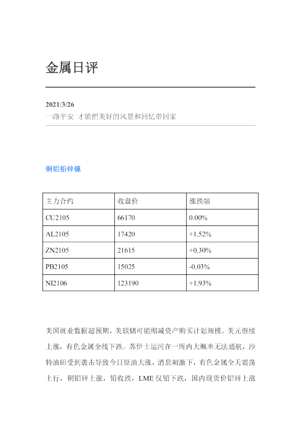 金属日评