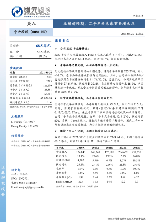 业绩超预期，二手车是未来重要增长点