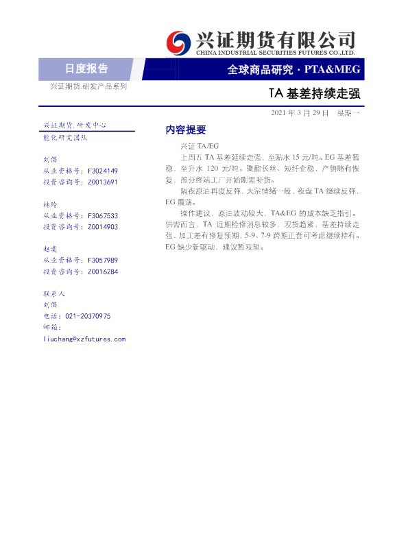 TA基差持续走强