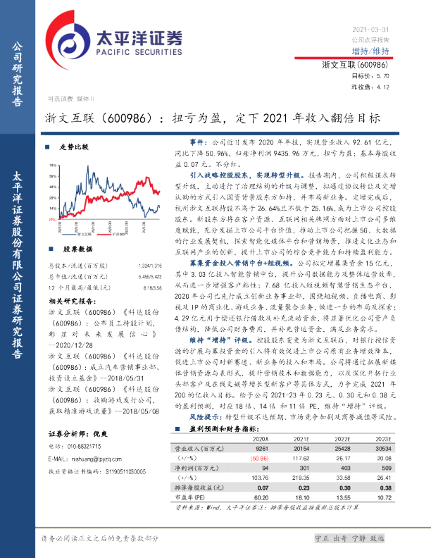 扭亏为盈，定下2021年收入翻倍目标