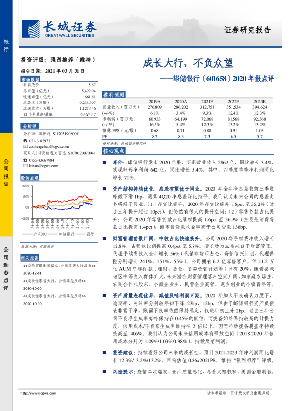 2020年报点评：成长大行，不负众望