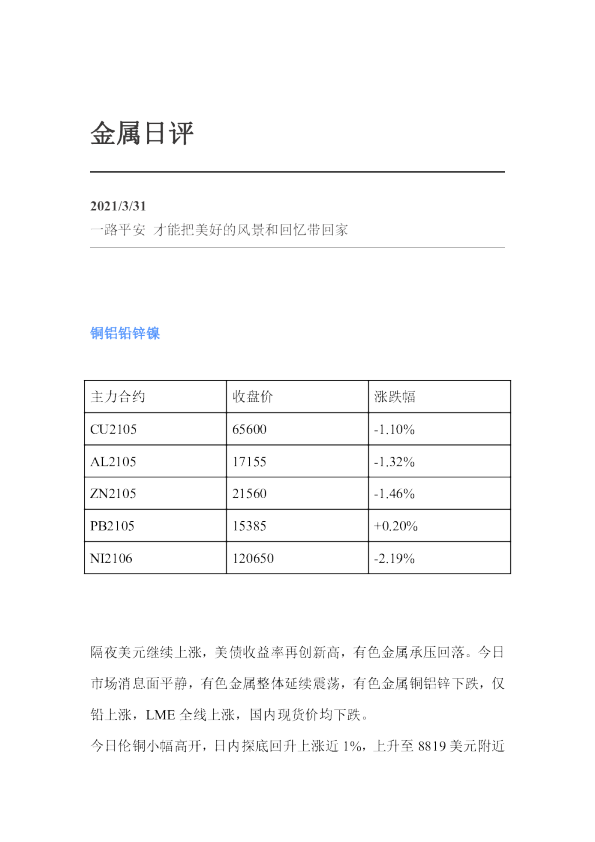 金属日评