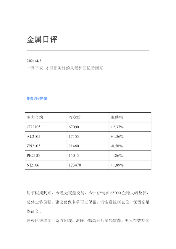 金属日评
