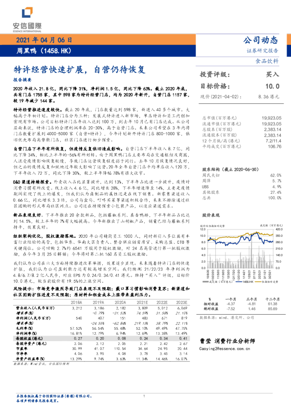 特许经营快速扩展，自营仍待回复