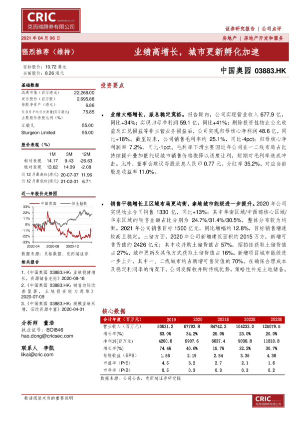 业绩高增长，城市更新孵化加速