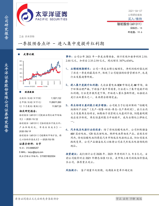 一季报预告点评-进入集中度提升红利期