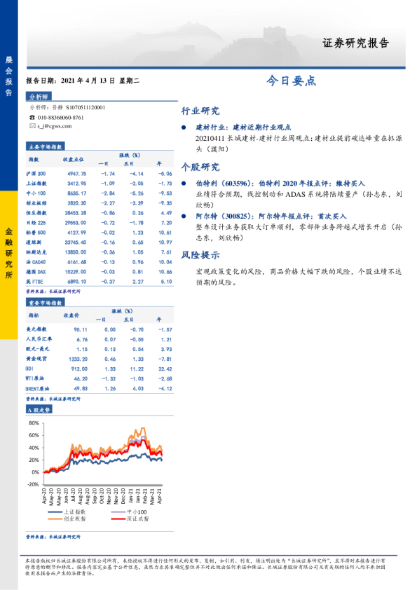 长城证券晨会报告