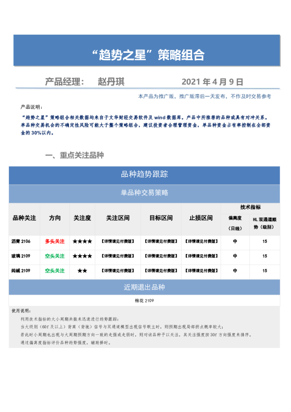 “趋势之星”策略组合
