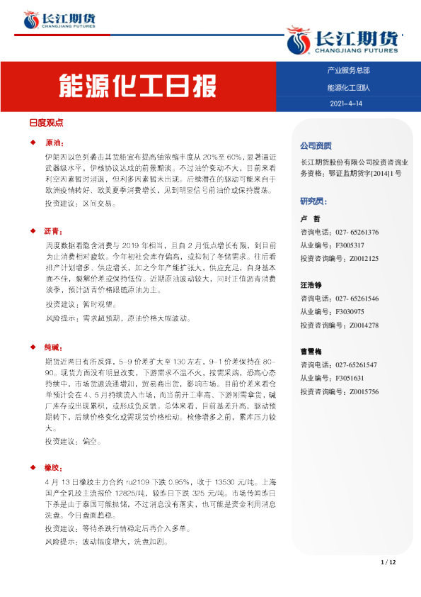 能源化工日报