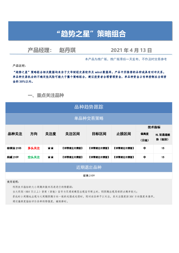 “趋势之星”策略组合