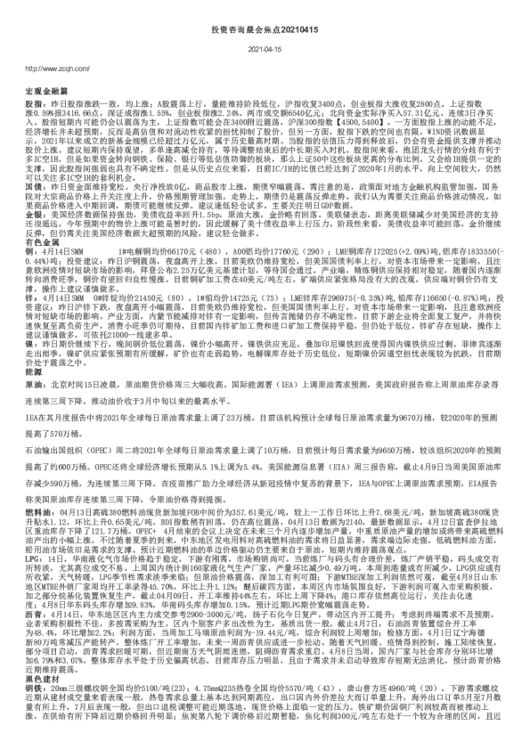 投资咨询晨会焦点