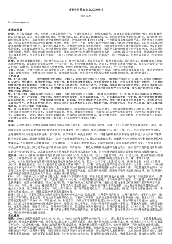 投资咨询晨会焦点