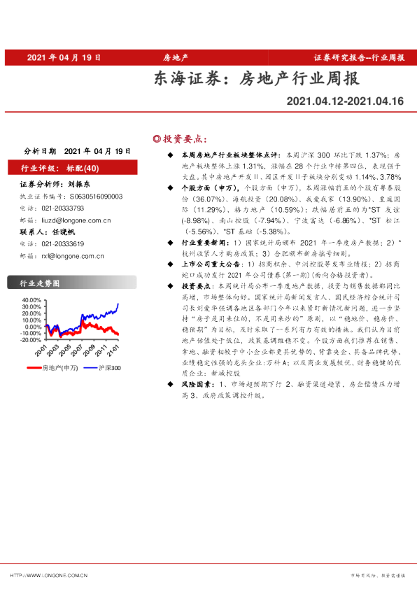 房地产行业周报